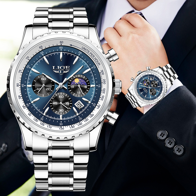 Jewelry Inspired Watches - LIGE-reloj analógico de acero inoxidable para
