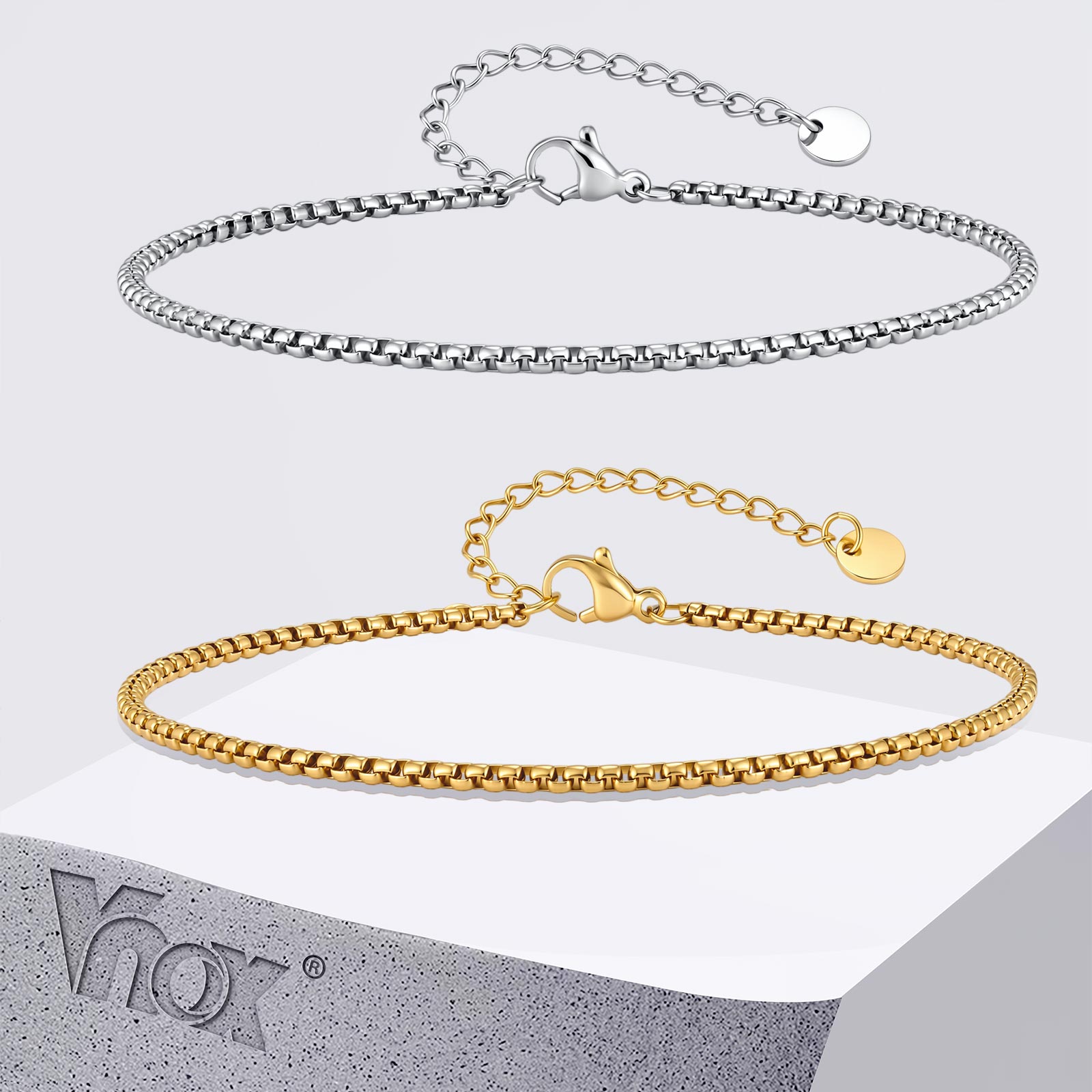Jc Jewelry & Watches Reviews - Vnox Tobillera de cadena de acero