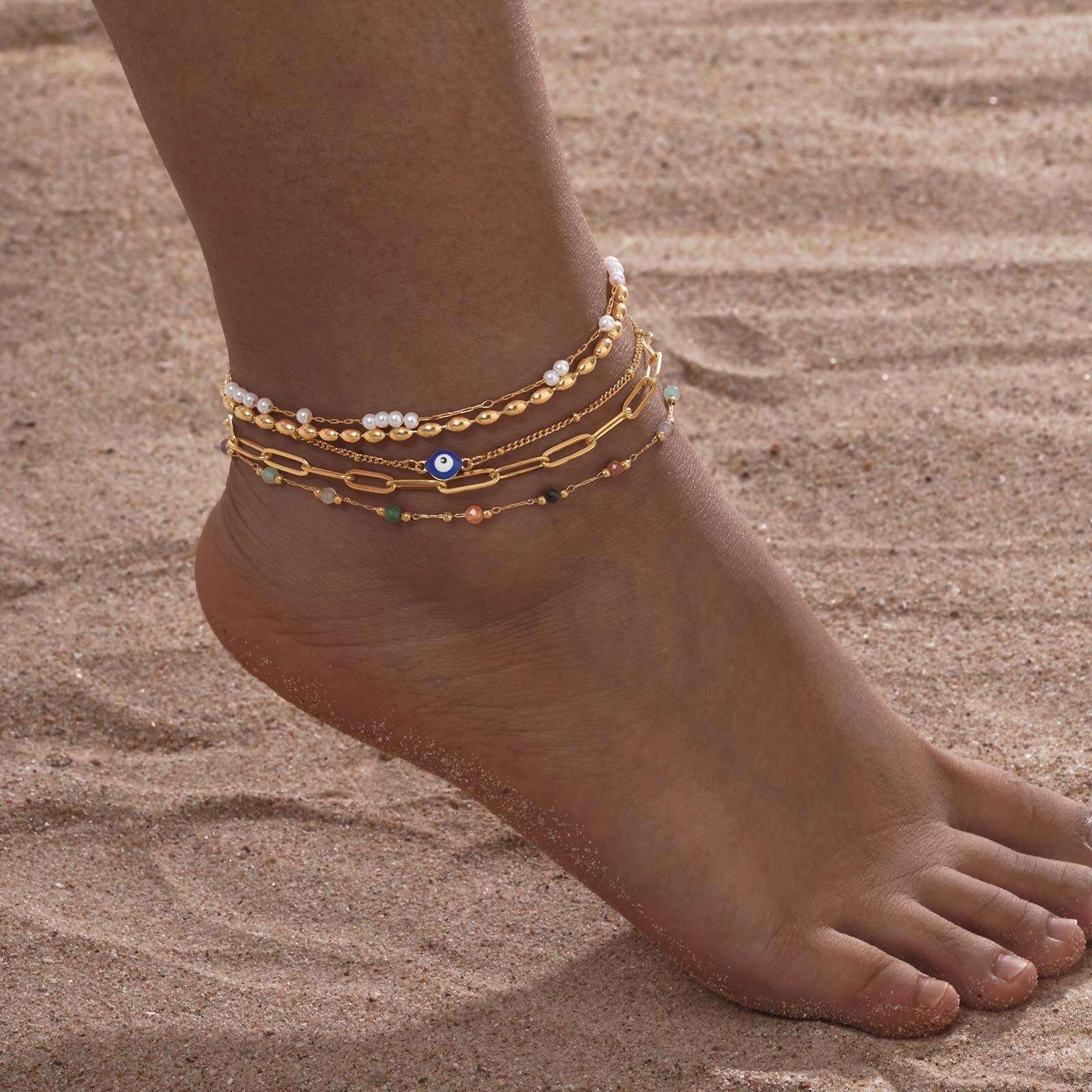 Jc Jewelry & Watches Reviews - Pulsera tobillera en capas chapada en