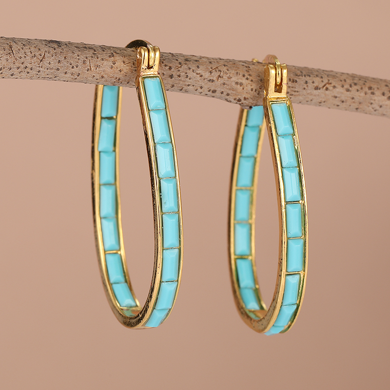 Turquoise Stone Ring - Pendientes de Aro Vintage Sencillos con