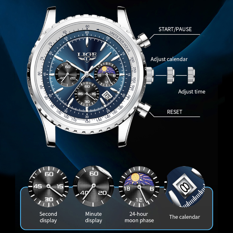 LIGE-reloj analógico de acero  - Jewelry Inspired Watches reseña y precio