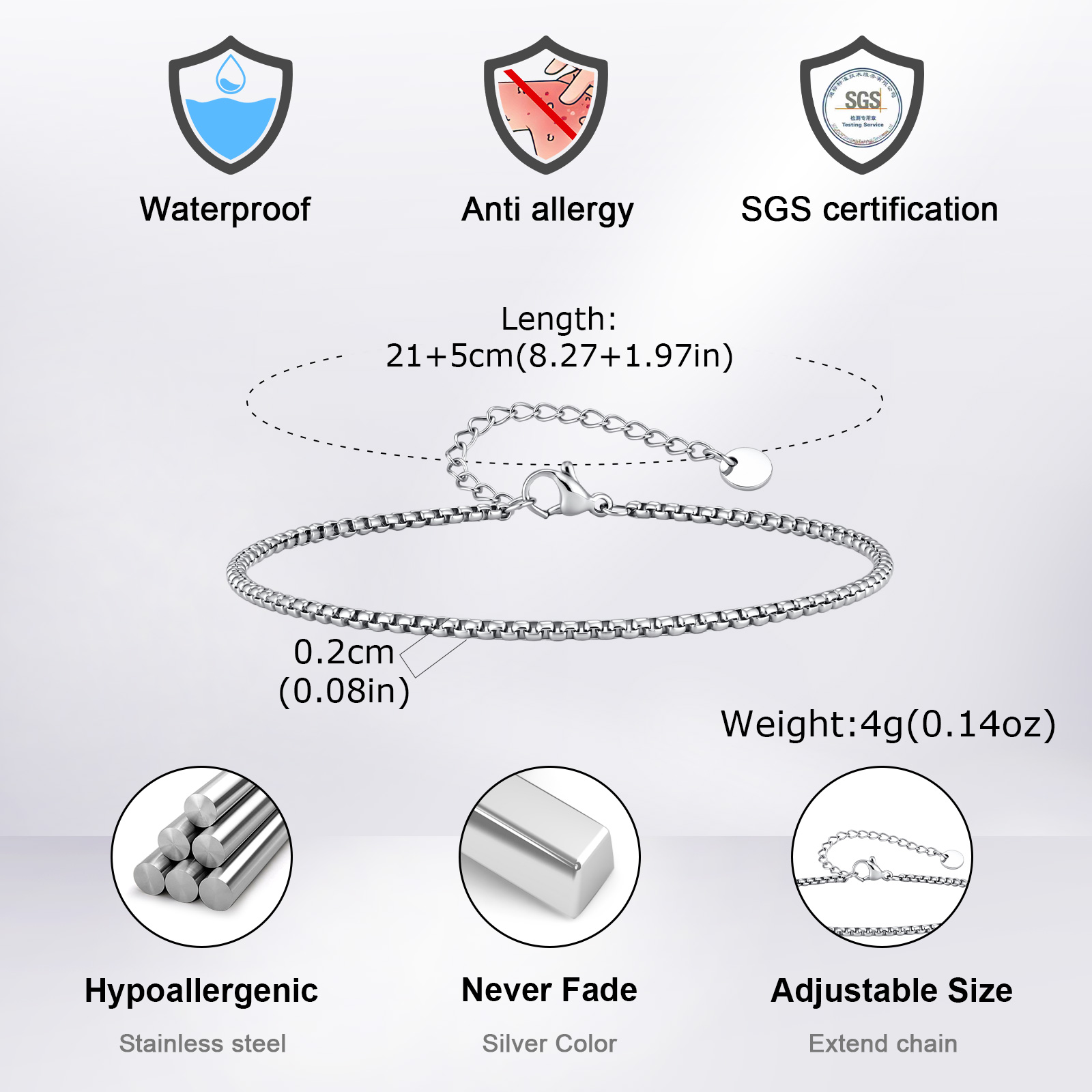 Vnox Tobillera de cadena de ac - Jc Jewelry & Watches Reviews reseña y precio