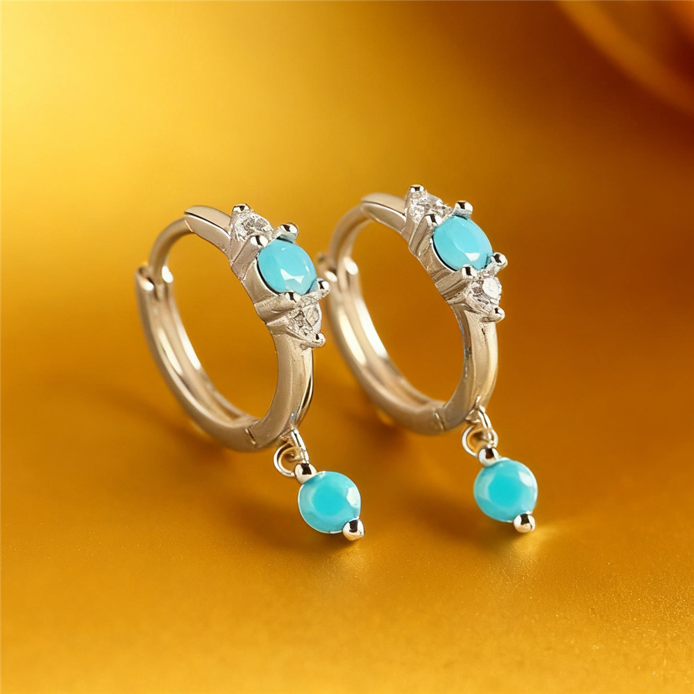 Pendientes de aro redondos con - Turquoise Stone Ring reseña y precio