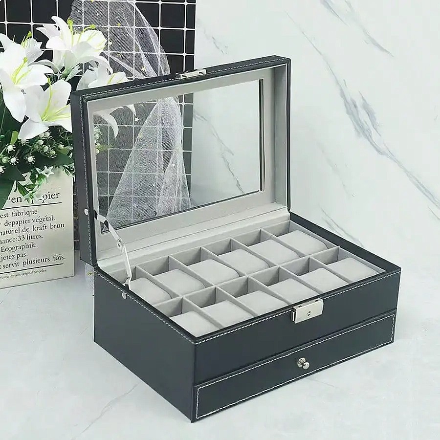Caja para Relojes de 12 Ranura - Jewelry Organizer Watches reseña y precio