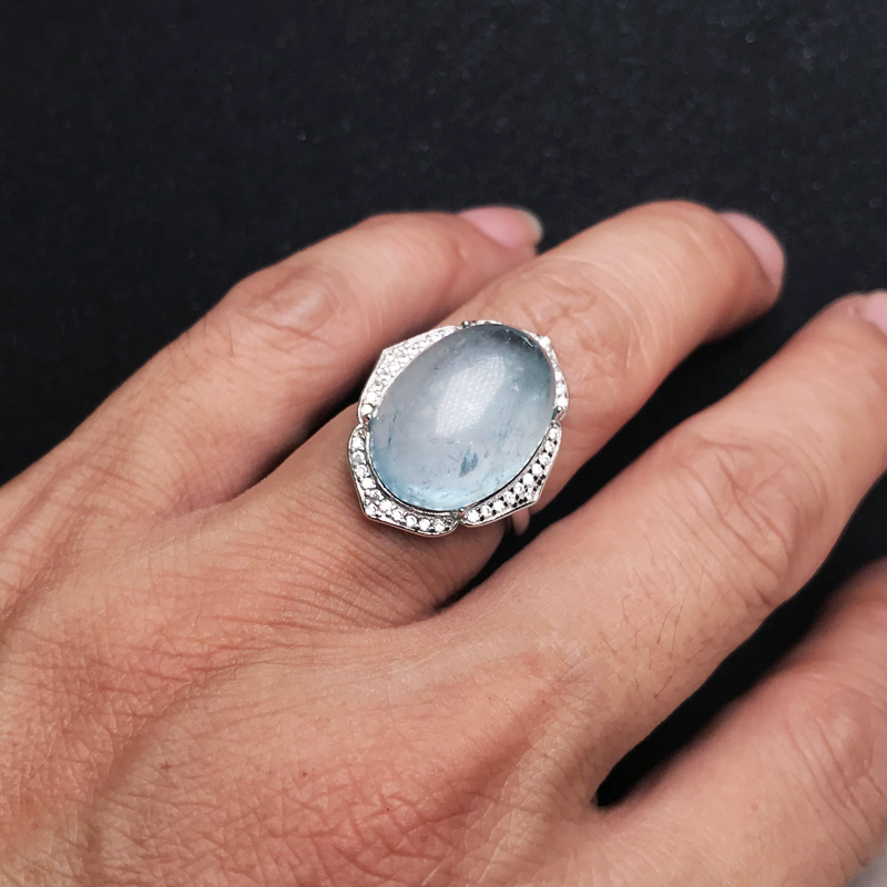 CSJ, anillos de Aguamarina Nat - Turquoise Stone Ring reseña y precio